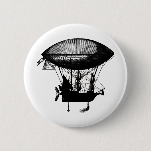Steampunk Piratenluftschiff Button (Vorderseite)