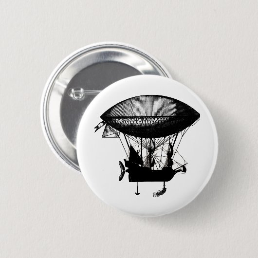 Steampunk Piratenluftschiff Button (Vorne & Hinten)