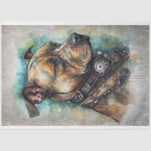 Steampunk Pit Bull 3 Decoupage Paper Seidenpapier (Vorderseite)