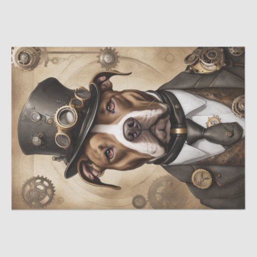 Steampunk Pitbull Decoupage Paper Seidenpapier (Vorderseite)