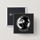 Steampunk Plague Doctor Bird Mask B/W Button (Vorne & Hinten)