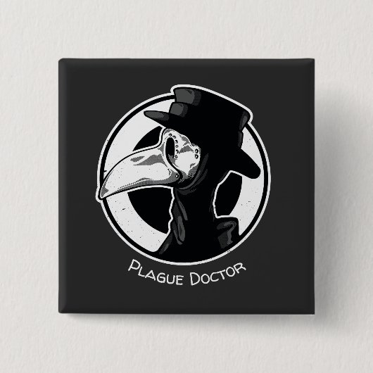 Steampunk Plague Doctor Bird Mask B/W Button (Vorderseite)