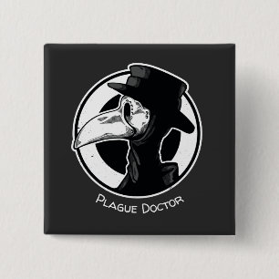 Steampunk Plague Doctor Bird Mask B/W Button