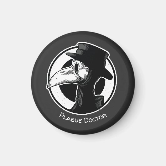 Steampunk Plague Doctor Bird Mask B/W Magnet (Vorne)