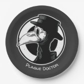 Steampunk Plague Doctor Bird Mask B/W Pappteller (Vorderseite)
