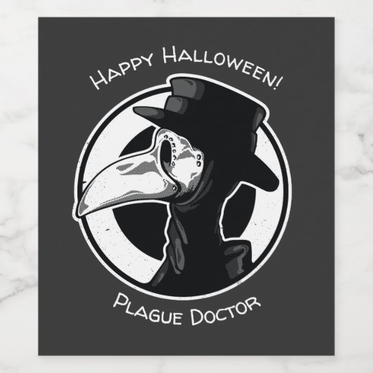 Steampunk Plague Doctor Bird Mask B/W Weinetikett (Einzelnes Label)