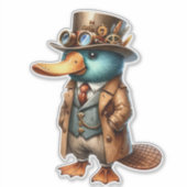 Steampunk Platypus Transparenter Aufkleber (Vorderseite)