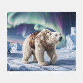 Steampunk Polar Bear und Aurora Art Fleecedecke (Vorderseite (Horizontal))