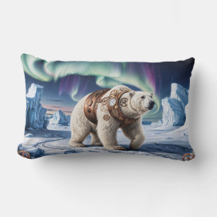 Steampunk Polar Bear und Aurora Art Lendenkissen