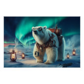 Steampunk Polar Bear und Aurora Art Poster (Vorderseite)