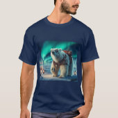 Steampunk Polar Bear und Aurora Art T-Shirt (Vorderseite)