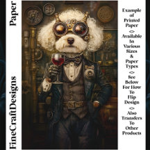Steampunk Poodle Dog Drinken Wine CP3 Kunsthandwer