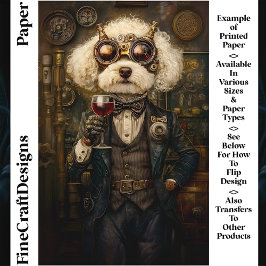 Steampunk Poodle Dog Drinken Wine CP3 Kunsthandwer