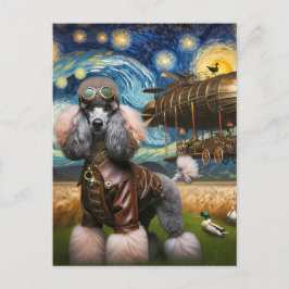 Steampunk Poodle und Ducks Van Gogh Postkarte