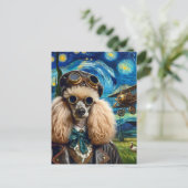 Steampunk Poodle Van Gogh Postkarte (Stehend Vorderseite)