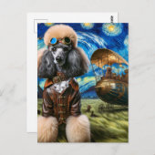 Steampunk Poodle Van Gogh Postkarte (Vorne/Hinten)