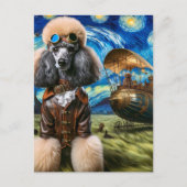 Steampunk Poodle Van Gogh Postkarte (Vorderseite)