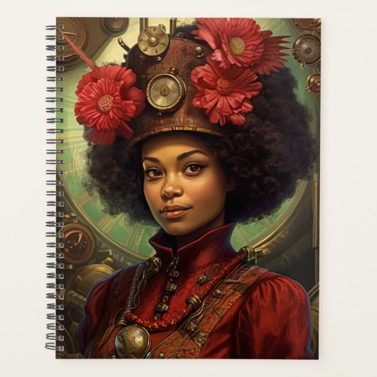 Steampunk-Portrait einer Dame und Blume Planer (Vorderseite)