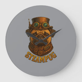 Steampunk Pug Wall Clock - vintage "Steampug" Große Wanduhr