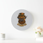 Steampunk Pug Wall Clock - vintage "Steampug" Große Wanduhr (Zuhause)