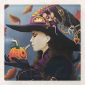Steampunk Pumpkin Hexe Glasuntersetzer (Vorderseite)