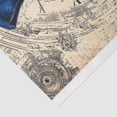 Steampunk-Puppe in blauem Kleid und Hut AM4-Decoup Seidenpapier (Ausschnitt)