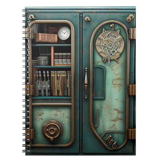 Steampunk-Puzzle Tür ungewöhnliche Messingbücher Notizblock (Vorderseite)