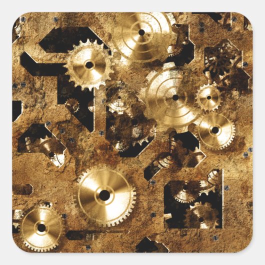 Steampunk Quadratischer Aufkleber (Vorderseite)