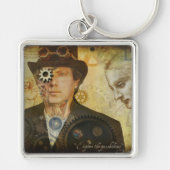 Steampunk quadratischer Schlüsselanhänger (Vorne)