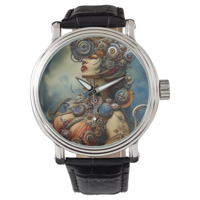 Steampunk Queen Art Watch Armbanduhr (Vorderseite)