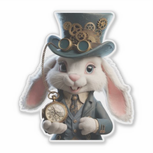 Steampunk Rabbit Art Aufkleber (Vorderseite)
