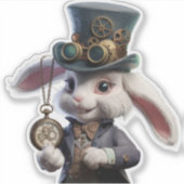 Steampunk-Rabbit-Illustration Aufkleber (Vorderseite)