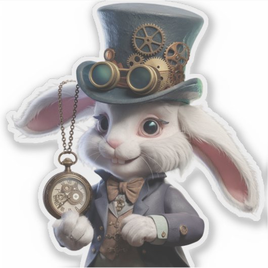 Steampunk-Rabbit-Illustration Aufkleber (Vorderseite)