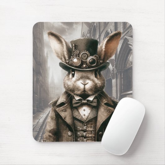 Steampunk Rabbit in London Mousepad (Mit Mouse)