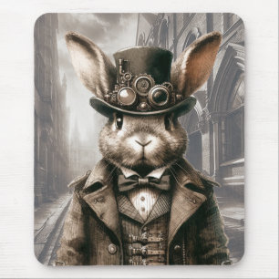Steampunk Rabbit in London Mousepad