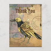Steampunk-Rabe Danke Postkarte (Vorderseite)