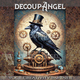 Steampunk-Rabe-Decoupage Seidenpapier