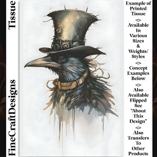 Steampunk Rabe mit Zylinder und Kragen BQ5 Decoupa Seidenpapier