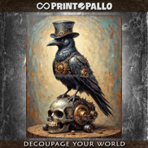 Steampunk-Rabe mit Zylinder und Totenschädel -