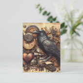 Steampunk-Rabe Postkarte (Stehend Vorderseite)