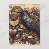 Steampunk-Rabe Postkarte (Vorderseite)