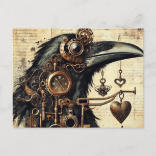 Steampunk-Rabe Postkarte