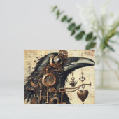 Steampunk-Rabe Postkarte (Stehend Vorderseite)