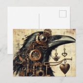 Steampunk-Rabe Postkarte (Vorne/Hinten)