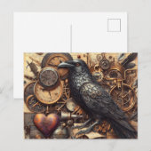 Steampunk-Raben-Collage Postkarte (Vorne/Hinten)
