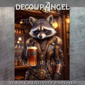 Steampunk Raccoon Cheers - Decoupage - Seidenpapier