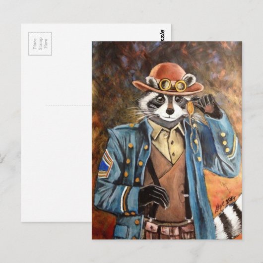 Steampunk Raccoon Postkarte (Vorne/Hinten)