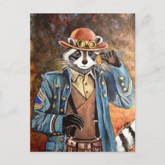 Steampunk Raccoon Postkarte (Vorderseite)
