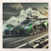 Steampunk Racecar Glass Untersetzer (Vorderseite)