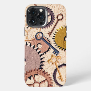 Steampunk Räder, Zahnräder, Schlüssel, alte Karte iPhone 13 Pro Max Hülle